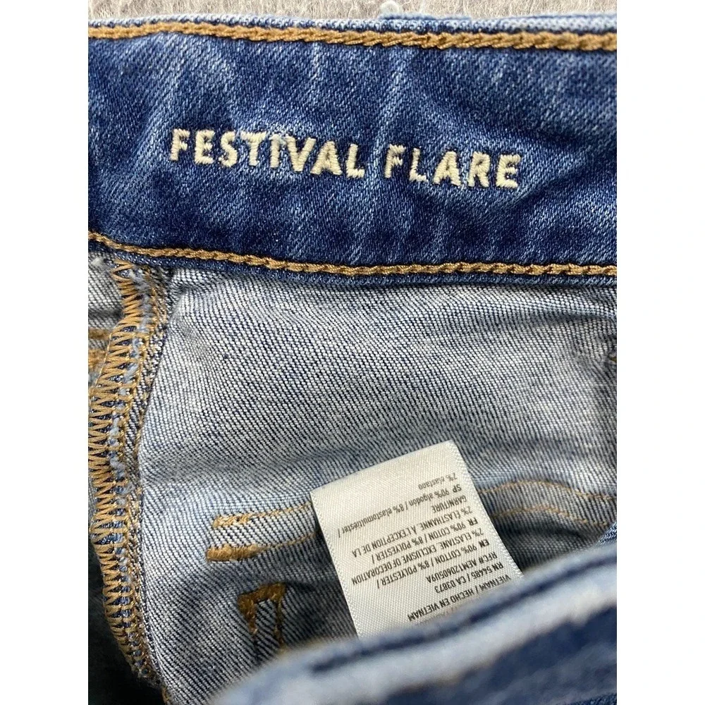 American Eagle Jeans Womens 2 Regular Blue Festival Flare Next Level Stretch